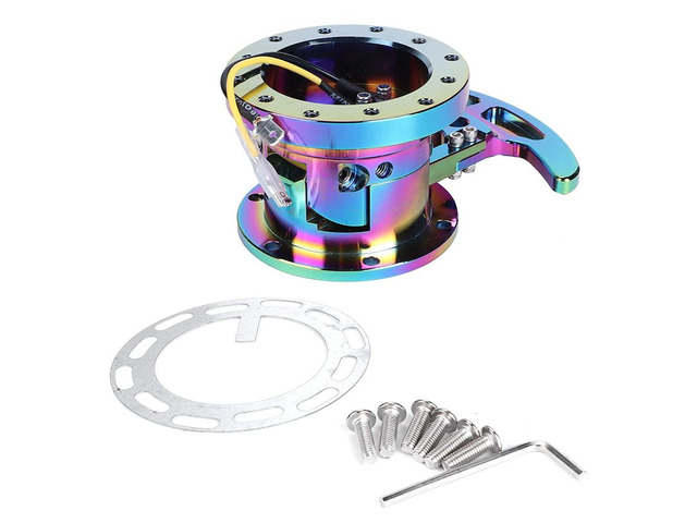 Tilt Flipped Racing Steering Wheel Quick Release Hub Kit, Removable Steering Wheel Adapter, 3.2x2.4in Steel Quick Release for Racing Seats with...