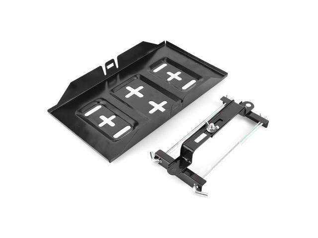 Universal Battery Holder Tray with Hold Down Clamp Bracket Kit, Metal Battery Tray Mount for Car Accessory, Sturdy Black Battery Hold Down Clamp.
