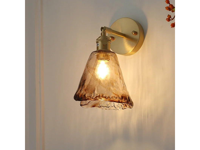 Nordic Style Retro Japanese Style Brass Glass Wall lamp Home Restaurant Bedroom Bedside lamp Creative Personality Wall lamp