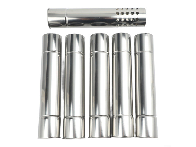 Wood Stove Pipe Kit, Stainless Steel Chimney EXstension, 5 Sections with Spark Arrestor, 30cm L Xs 6cm Dia, Flue for Camping Tent Stove, Outdoor...