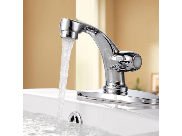 Zinc Alloy Single-Hole Kitchen Sink Faucet, Cold Water Only Tap with Energy-Saving Aerator for Countertop Installation Silver Finish
