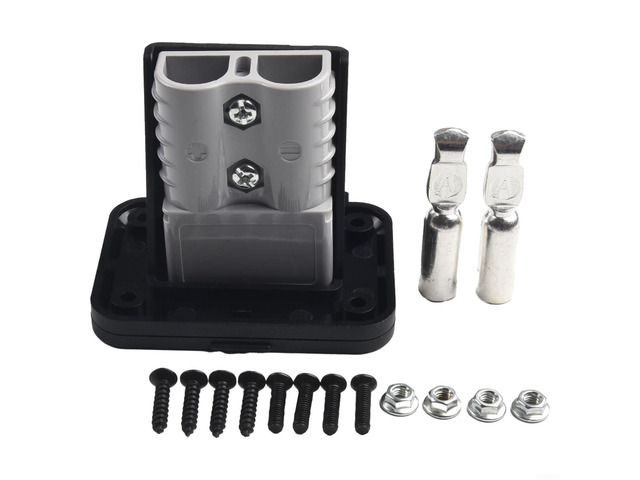 120A Flush Mount Bracket, Panel Cover with Lid, Recessed Base for RV Marine Vehicle High Current Connector Assembly