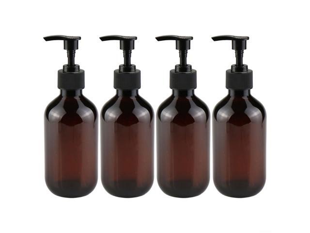 Refillable 300ml Liquid Soap Dispenser Set for Bathroom Accessories Shampoo, Hand Soap & Lotion Bottles, PP, 4-Pack, Green/Brown(brown)