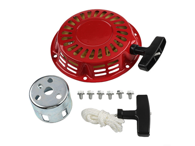 Pull Start Assembly for Honda, Recoil Starter Kit with Rope and Screws, Red and White Replacement Part for Generator