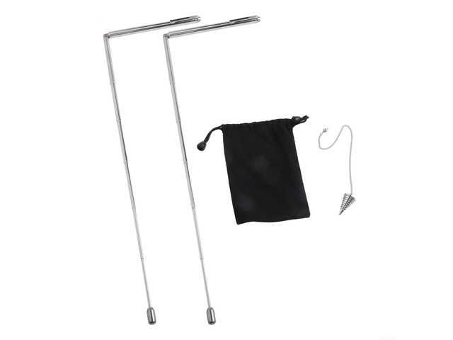 Copper Dowsing Rods, Retractable Brass Divining Rods and Pendulum Kit for Water Finding, Treasure Hunting, Suitable for Amateurs and Experts(Silver)