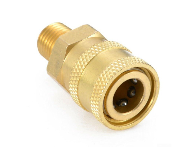 1/4 Inch Brass Pressure Washer Coupler, MNPT Quick Connect Adapter, Heavy Duty 4000 PSI Fitting for Hot and Cold Outdoor Cleaning Equipment