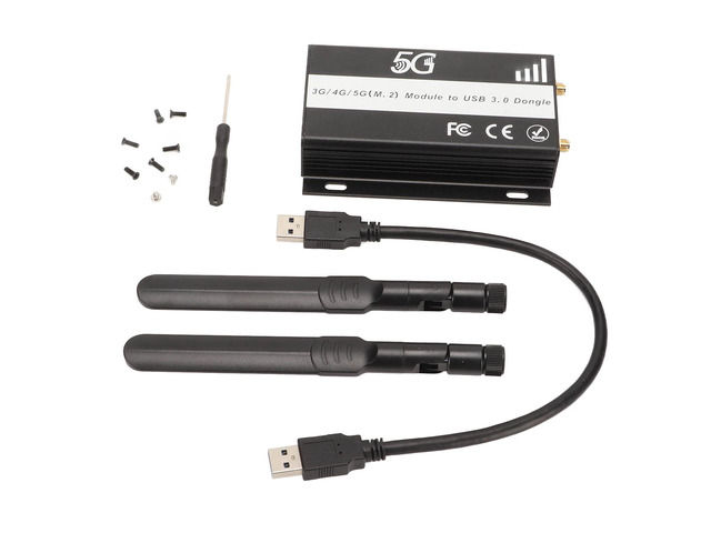NGFF M.2 Key B to USB 3.0 Adapter, Network Adapter with SIM Slot, Supports SIM MicroSIM Nano SIM for LTE 4G 5G Modules, Includes Antennas and USB...