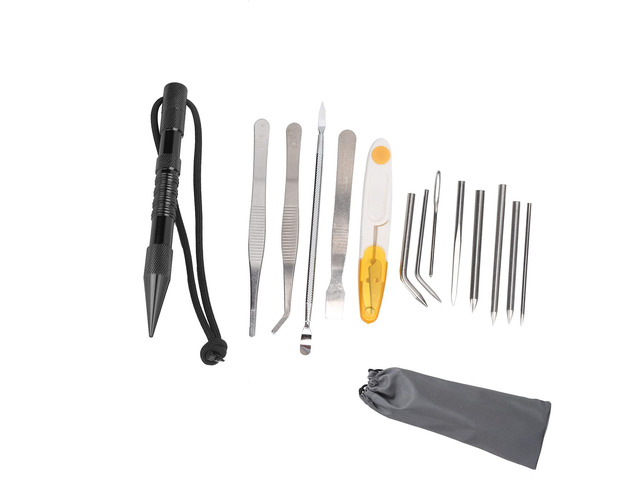 14Pcs Paracord Needles Knitting Tool Set, Paracord Stitching Needle Kit with Flattener and Scissors, Aluminum Alloy DIY Bracelet Weaving Tools for...