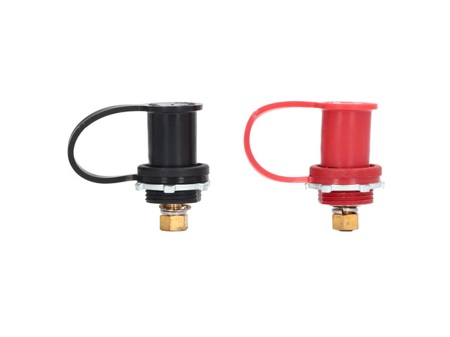 Battery Charger Post Kit with 20mm Stud Cap, Marine & Automotive Charging Terminal for Car RV Truck Boat, 250A Brass and PC Jumper Posts with Red...