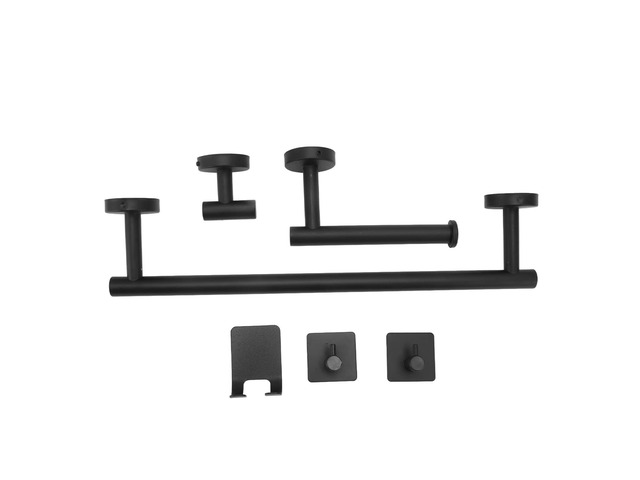 Stainless Steel Towel Bar, Matte Black Rust Proof Bathroom Towel Bar Rack, Single Towel Holder for Kitchen Laundry Bedroom with Easy Install Hardware