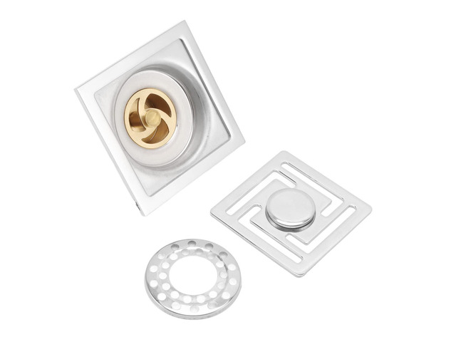 Stainless Steel Square Floor Drain, Shower Floor Drain with Large Displacement and Function, Antique Style Drain for Kitchens Bathrooms Garages...