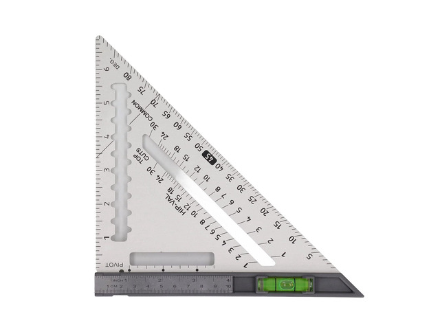 7 Inch Rafter Square with Level, Aluminum Alloy Triangle Carpenter Square, Detachable Woodworking Ruler with Magnetic Bubble Level for Framing and...