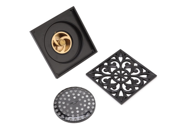 Odor Proof Square Floor Drain, Stainless Steel Copper Shower Drain with Removable Cover and Hair Filter, Antique Style Bathroom Floor Strainer for...