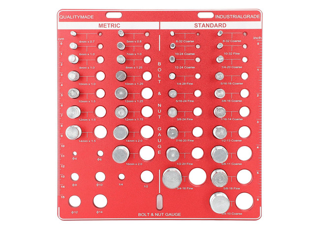 34PCS Screw Nut and Bolt Thread Checker, Aluminum Alloy High Accuracy Thread Gauge Set, Portable Bolt Nut Identifier with Organizer Panel for...