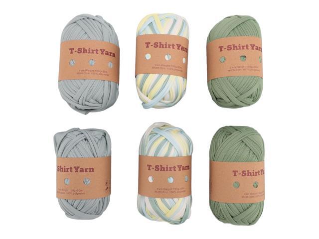 6 Rolls T Shirt Yarn, Soft Elastic Washable Knitting Yarn for Crocheting, Multipurpose Carpet and Fabric Cloth Yarn with Polyester Material for DIY...