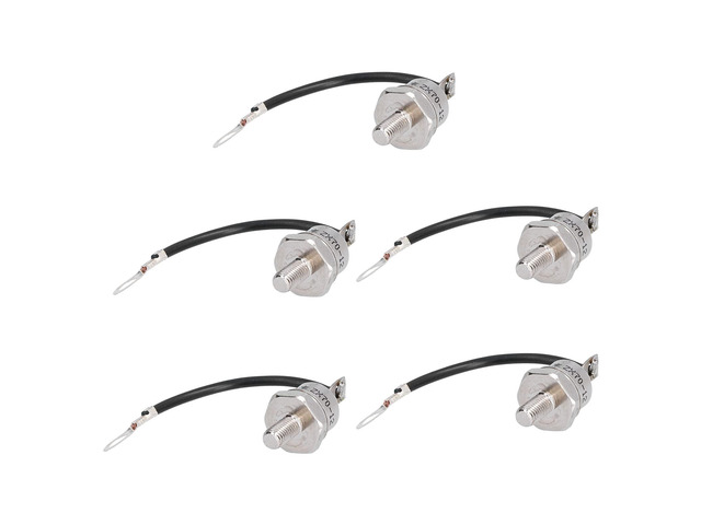 5 Pcs Rectifier Diode 1200V 70A Reverse Silicon Power Rectifier Diode, Stud Mount ZX70-12 with Black Wire for Electrolysis Traction Switchgear...