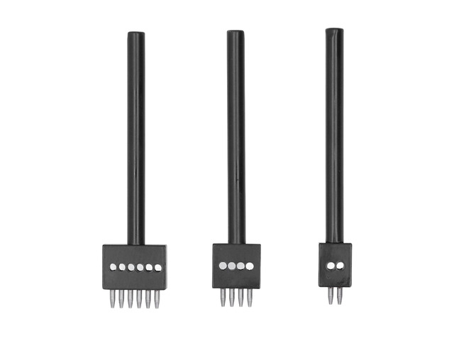3Pcs Prong Punch Tool Set, Professional Leather Row Hole Punch Tool with 4mm 5mm 6mm Sizes, Anti Rust High Hardness Steel DIY Leather Craft Kit for...