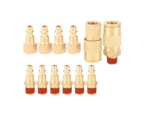 12pcs 1/4 Inch NPT Air Hose Connector Quick Release Male Female Coupler, Pneumatic Fitting with Brass Construction and Sealing Coating for...
