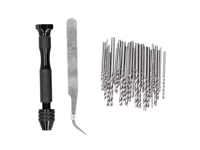 Hand Twist Drill Set with Pin Vise, Manual Drilling Tool for Jewelry Making and DIY Crafts, 46Pcs HSS Drill Bits 0.3-3mm with Tweezers for Wood...