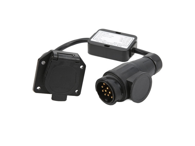 European 13 Pin to 7 Way Trailer Light Converter, EU 13 Pin to US 7 Way Plug Adapter, Round Electrical Connector with Copper Wiring for RV and...