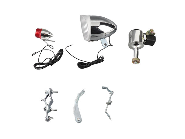 Retro Bike Light Set, Vintage LED Headlight Taillight Kit with 6V - 3W Generator for DIY Modification, Self - Powered Front and Rear Cycling Lights...