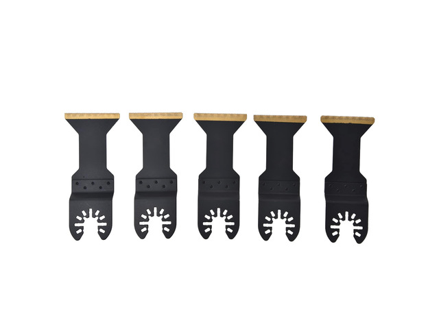 5Pcs Oscillating Tool Blades, Universal H - Type Bimetallic Ti Plated Saw Blades 1-3/4in for Wood Metal Plastic Cutting with Fast Change...