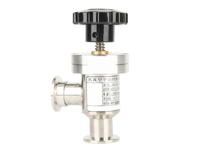 KF25 304 Stainless Steel High Vacuum Manual Right Angle Bellow Isolation Valve, Welded Bellows Design with Fluororubber Seal for Semiconductor and...