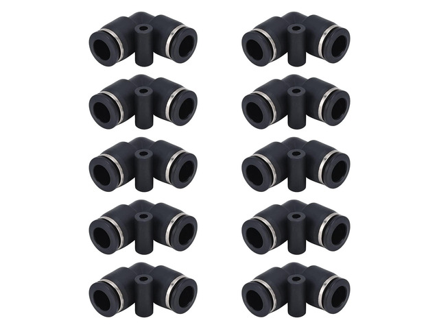 10pcs Pneumatic Connector, ABS Push to Connect Fittings with Engraved Size Marking, Threaded Elbow Air Compressor Accessories for Automation...