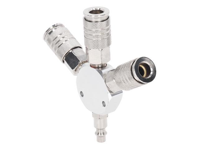 3 Way Air Splitter 1/4 Inch NPT Male Thread, 3 Way Manifold Aluminum Alloy Pneumatic Fitting with Quick Coupler, Self Locking Leak Free Design for...