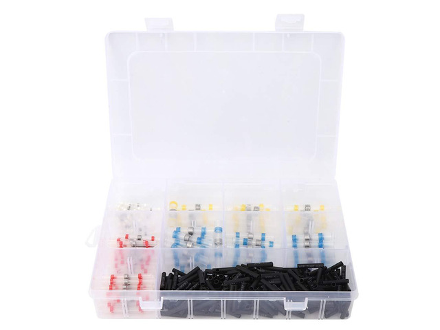 350PCs Solder Sleeve Insulation Terminal Kit, Wire Connectors with Heat Shrink Seal, Double - Wall Solder Terminals for Marine Automotive...