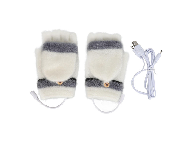 USB Heated Gloves Mitten, Winter Warm Full Finger Half Fingerless Heating Gloves with Button, Dual Sided Heat for Laptop Typing Gaming Outdoor...