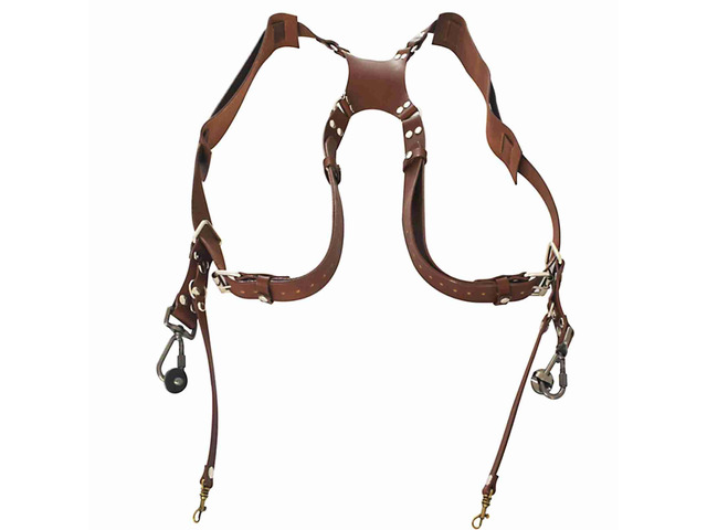 Adjustable Dual Leather Rivet Double Shoulder Camera Strap, Wireless Harness for Digital Cameras, Secure Leather Camera Strap with Soft Pads and...