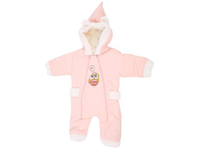 Baby Winter Jumpsuit, Infant Romper with Rabbit Ear Hat, Warm Cotton - Like Long Sleeve Climbing Clothes for Toddlers, Cute Cartoon Print Pink...