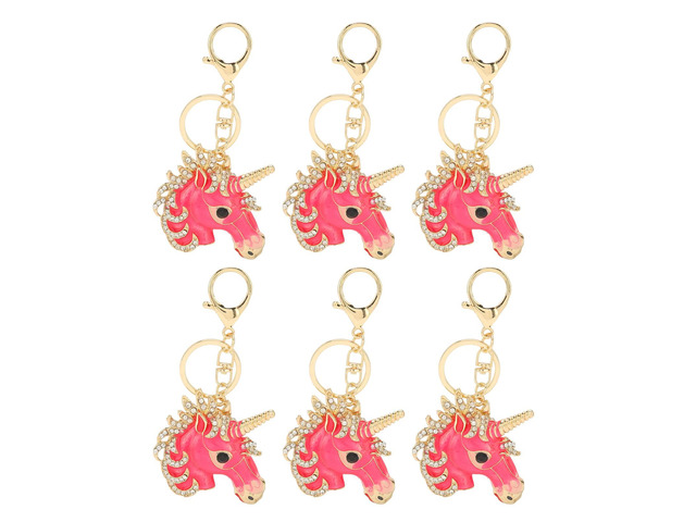 6 Pcs Cartoon Style Metal Key Chains with Rhinestones, Shiny Luster Decorative Keychain Pendant for Car Keys Bag Accessories, Compact Portable Gift...