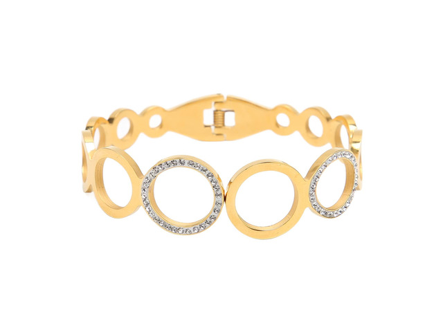 Oval Chain Bracelet for Women, Elegant Golden Hollow Bracelet with Open Clasp Hinged Design, Rounded Lightweight Statement Jewelry for Everyday Wear