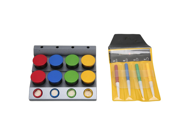 8 Holes Watch Oil Cup Holder, Watch Oil Dip Tool with Dust Proof Cover and 4 Oil Pens, Ceramic and Aluminum Alloy Oiler Dish for Watch Repairing...