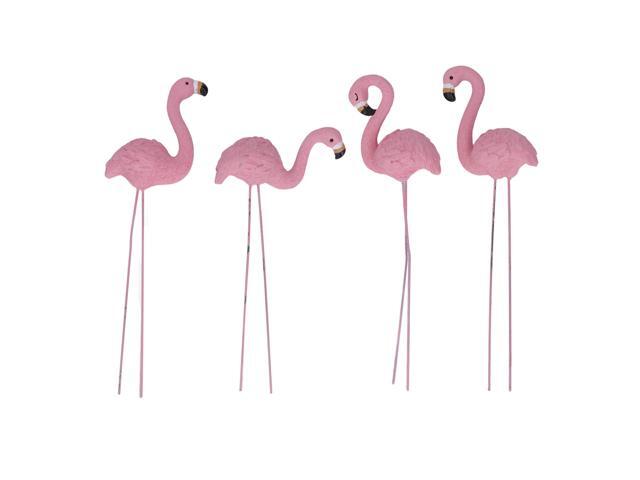 4 Pcs Pink Flamingo Garden Statue, Small Flamingo Yard Statue with Fine Details, Stylish Vivid Resin Lawn Decor for Patio Garden Outdoor...