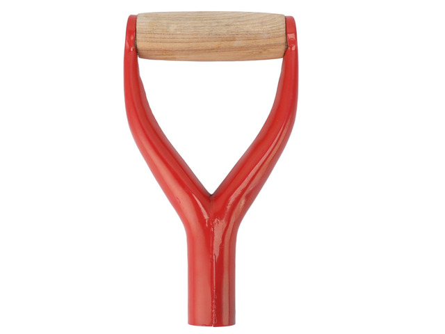 Y Shaped Shovel Handle Replacement with Wooden Grip, Ergonomic Spade Handle for Garden Digging and Raking Tools, Iron and Beech Construction,...