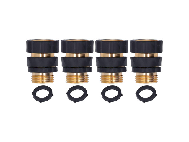 4 Sets 3/4in Hose Connector Washer Adapter Set, Brass Quick Connect Garden Hose Fittings with Rubber Handle, Leak Proof Connector Kit for...