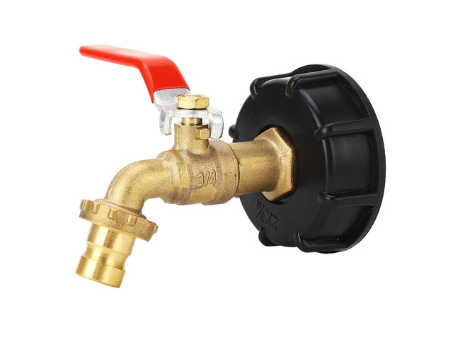 IBC Tote Adapter 3/4in Brass Valve Fitting, Coarse Thread S60X6 Water Tank Adapter for 275-330 Gallon IBC Totes, Garden Hose Connection with Rubber...