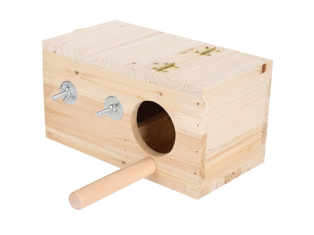 Wooden Bird Breeding Box, Natural Fir Nesting House for Parrots and Small Pets, Insulated Winter Incubator Cage with Secure Top Opening for Garden...