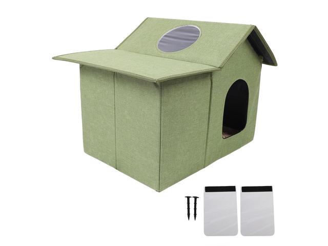 Foldable Outdoor Cat House, Weatherproof Cat Shelter for Feral Cats, Rainproof and Snow Cat Cave with Enclosed Design for Backyard, Porch or Garden...
