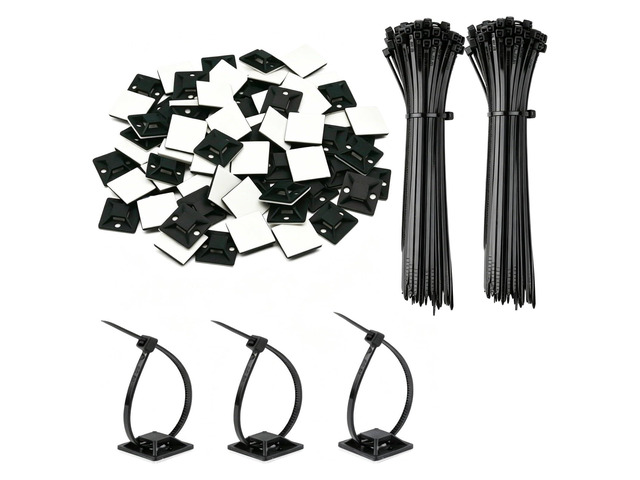 Zip Tie Mounts 200 Pack 3/4 Zip Tie Adhesive Mounts Self Adhesive Cable Base Holders with Multi-Purpose Tie wire clips with screw hole,Anch For...