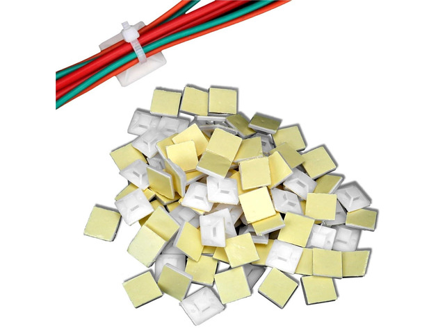 Zip Tie Mounts 1000PCS Cable Tie Base Zip Tie Mount Wire Wall Holder Fixing Seat Clamps White Self Adhesive 2cm x 2cm For Home Office Cable Management