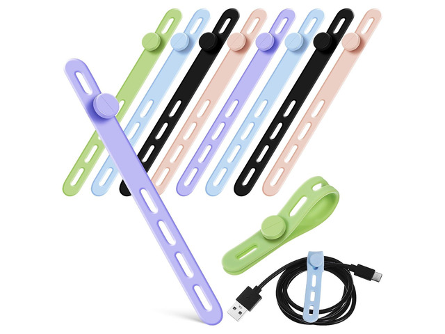 Silicone Rubber Bands 60Pcs Silicone Cable Ties Adjustable Organizers Reusable Cord Management Straps for Wire Organizer Desk Use For Money Crafts...