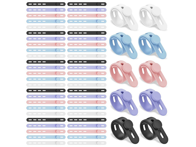 Silicone Rubber Bands 60Pcs Silicone Cable Ties,Cord Organizer, Straps,Reusable,Travel,Elastic Wire For Money Crafts Mail Sorting File Bundling