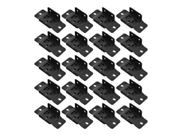 20pcs Black 2-in-1 Fixed Clip Angle Corner Brackets for Wood Shelves Furniture Repair Support Sectional Connectors 90-Degree Metal Corner Braces
