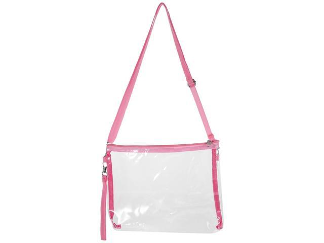 Stadium Approved Crossbody Bag and Handheld Purse for Women, Pink Pvc Small Tote for Concerts and Sports Events