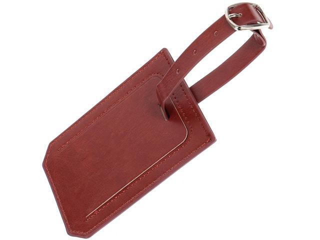 Luggage Tags for Suitcases and Travel Bags, Brown Pu Leather Suitcase Tag with Strap, Sturdy Baggage Label for Travel Identification