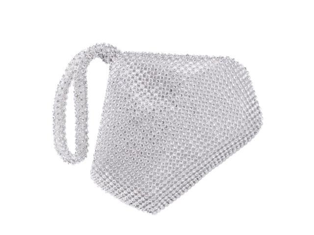 Rhinestone Evening Handbag for Women Silver Crossbody Clutch Phone Bag Coin Purse Party Wallet Sparkly Fashion Accessory